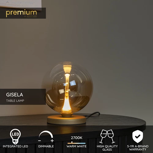 Lucide GISELA - Table lamp - Ø 16 cm - LED Dim. - 1x5W 2700K - Amber | Premium - USP